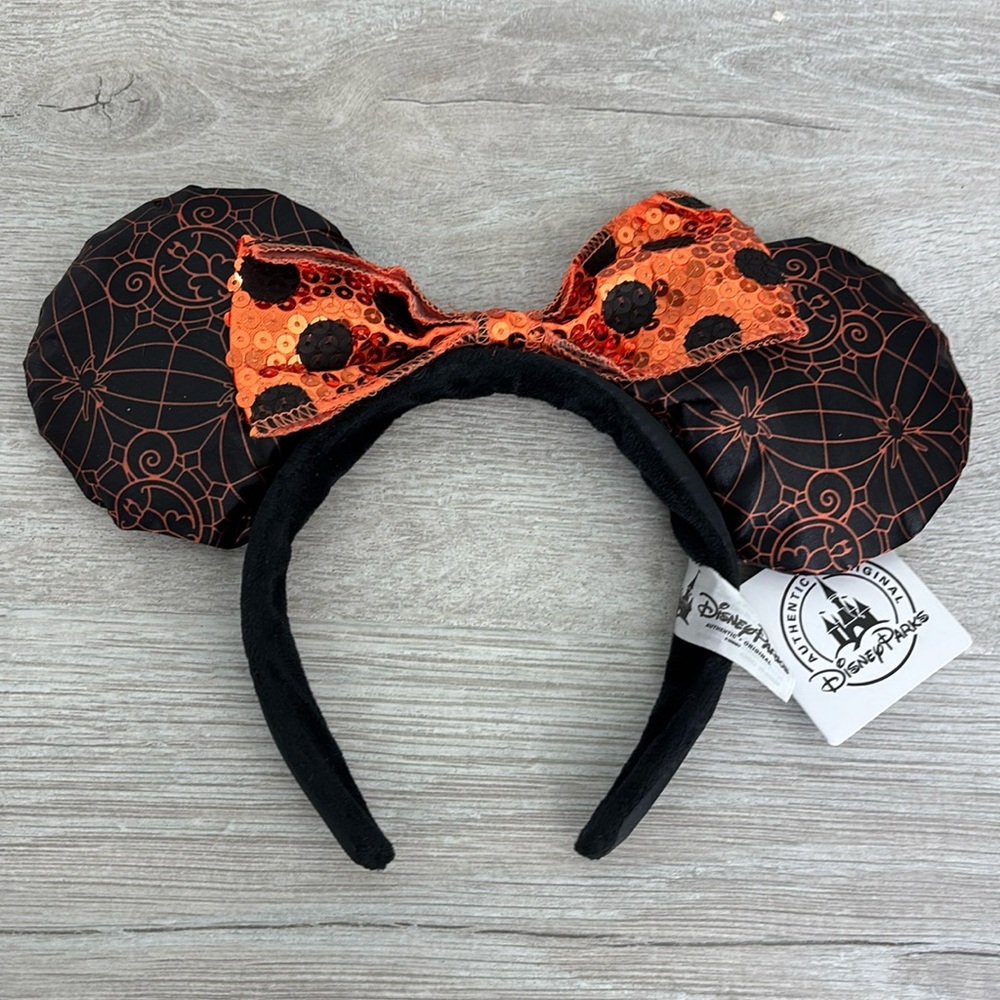 Disney Parks Halloween Black/Orange Minnie Mouse Ears